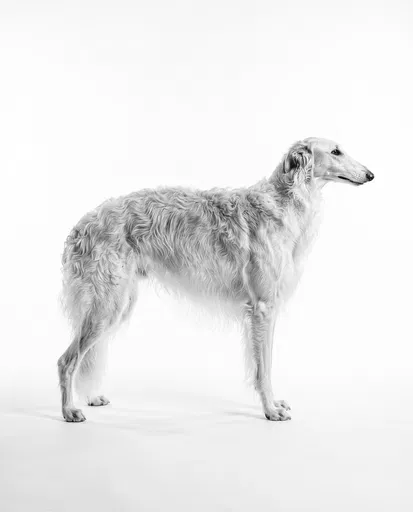 Monochrome Borzoi Dog Studio Profile