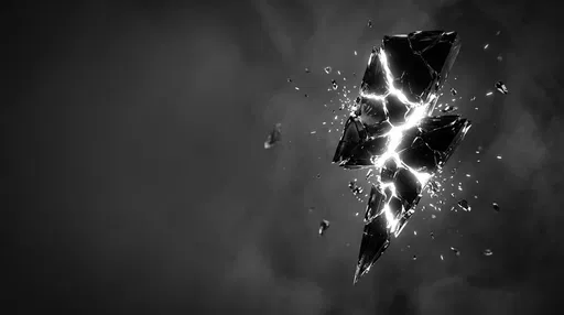 Shattered Obsidian Glowing Lightning Bolt