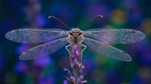 Symmetrical Macro of Antlion on Flower
