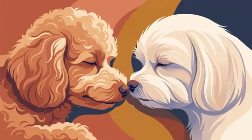 Poodle and Maltese Nose to Nose
