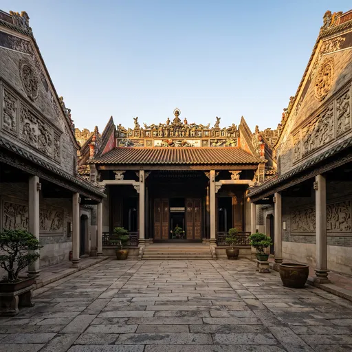 Traditional Lingnan Courtyard in Afternoon Light