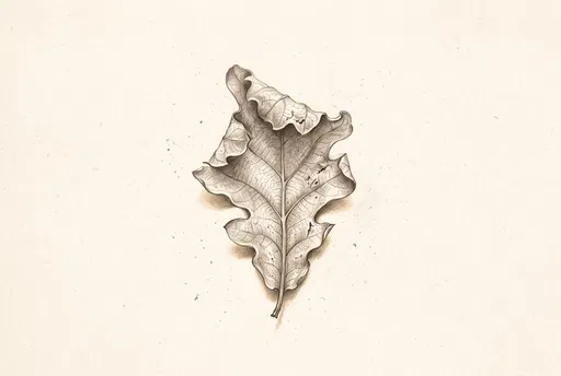 Sepia Pencil Drawing of Dry Oak Leaf