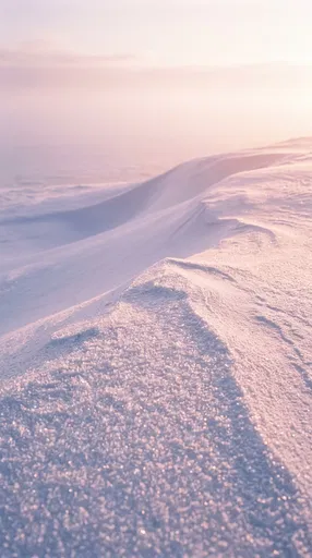 Pink Alpenglow Over Sparkling Snow Dunes