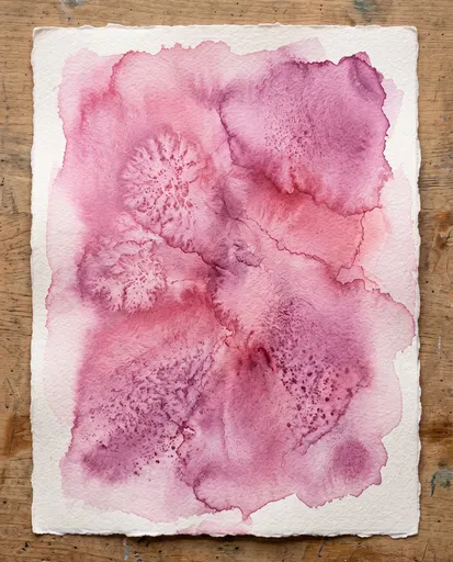 Pink Watercolor Wash on Cotton Paper