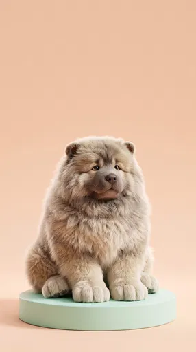 Fluffy Caucasian Shepherd on Pastel Pedestal