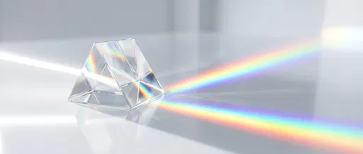 Glass Prism Refracting Rainbow Light Spectrum