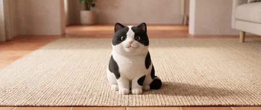 Stylized 3D Plump Black and White Cat