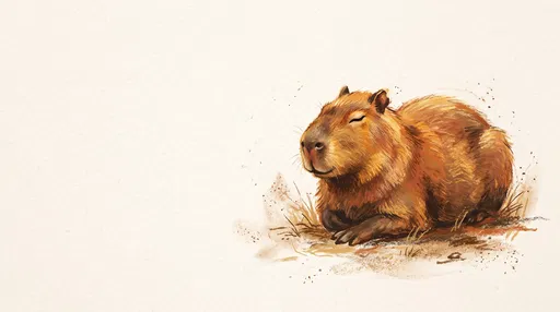 Warm Pastel Illustration of Resting Capybara