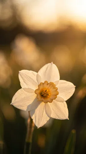 Golden Hour Narcissus Flower Close-Up