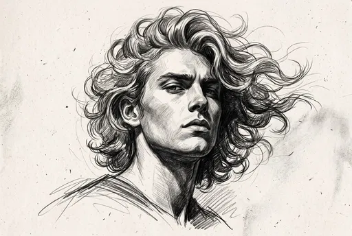 Graphite Sketch of Man With Curls