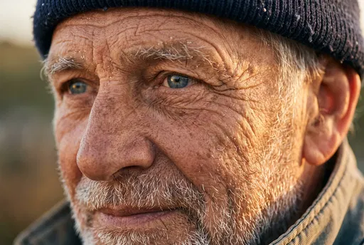 Close-Up Portrait of Elderly Fisherman