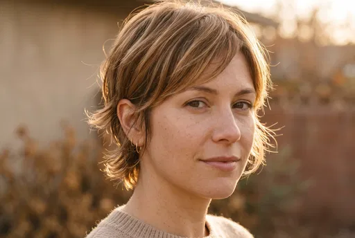 Woman With Highlighted Pixie Cut Portrait