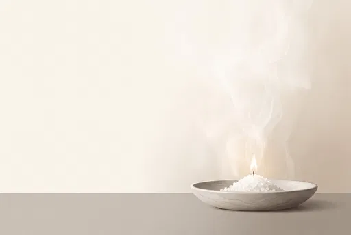 Minimal Ceramic Dish With Burning Sea Salt
