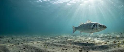 Sea Bass Swimming Over Sandy Seabed