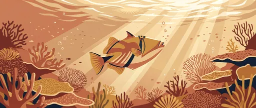 Warm Flat Illustration of Reef Triggerfish