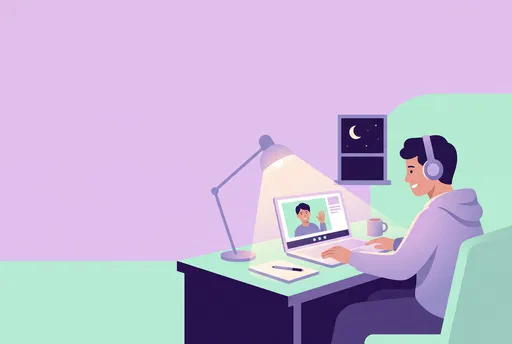 Student in Late Night Online Tutoring Session