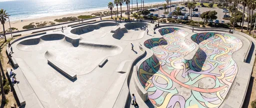Coastal Skatepark With Pastel Mural