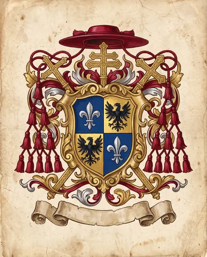 Ecclesiastical Heraldic Crest on Parchment