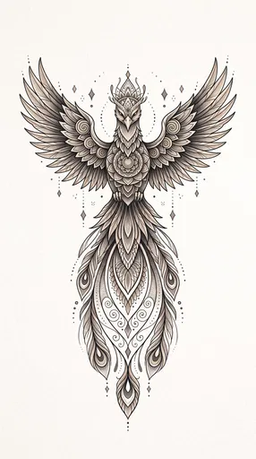 Ornamental Mandala Phoenix Tattoo Illustration