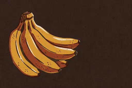 Mid-Century Screenprint Banana Bunch Illustration