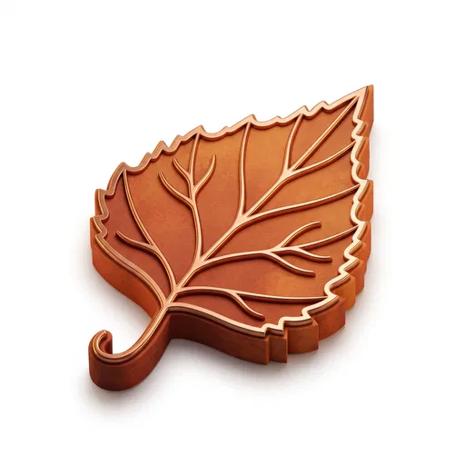 3D Copper and Terracotta Autumn Leaf Icon