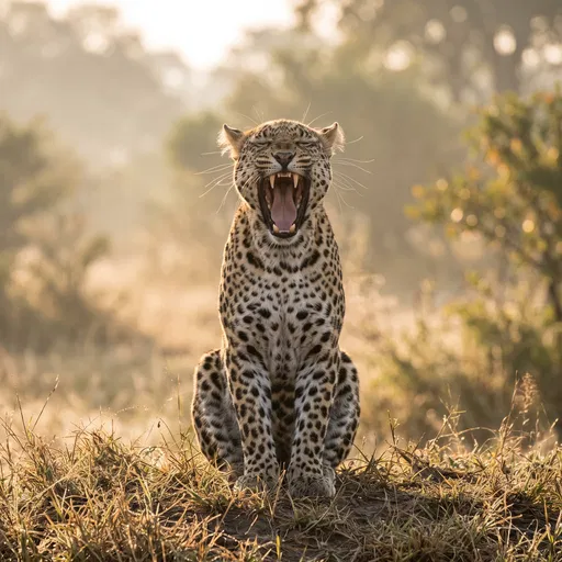 Yawning Leopard in Morning Light