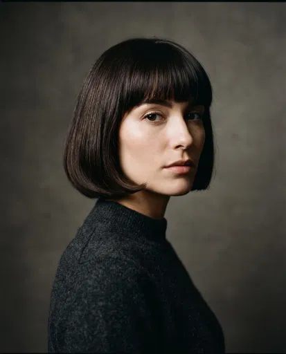 Studio Portrait of Woman With Bob