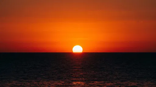 Minimalist Orange Sunset Over Dark Ocean
