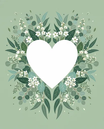 White Heart Framed by Botanical Eucalyptus