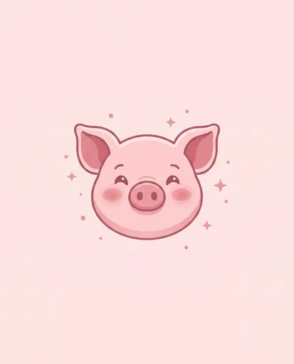 Cute Pink Pig Face Illustration