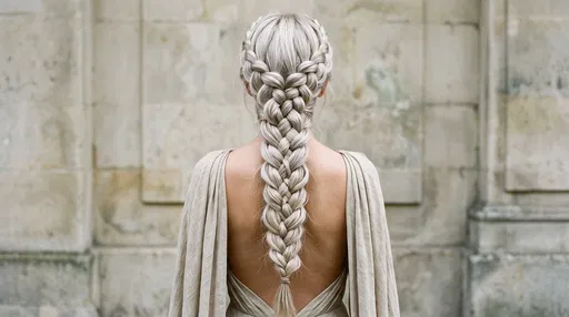 Back View of Platinum Blonde Intricate Braid