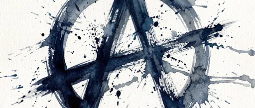 Indigo Watercolor Anarchy Symbol Illustration