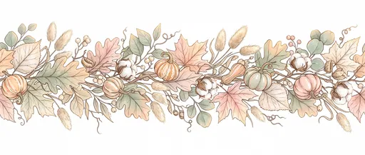 Pastel Autumn Garland Clipart Border