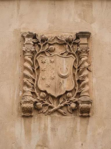 Weathered Sandstone Coat of Arms Relief