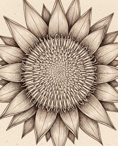 Sepia Ink King Protea Drawing