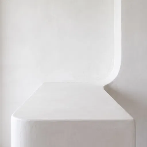 Minimalist White Plaster Countertop and Wall
