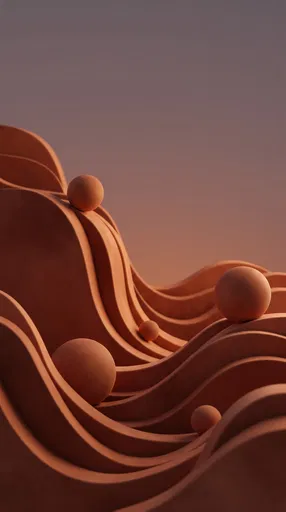 Abstract Terracotta Waves and Spheres