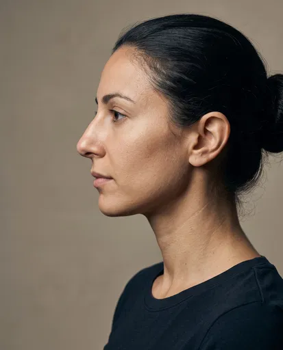 Side Profile Studio Portrait of Woman