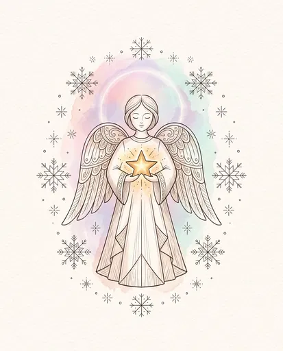 Folk Art Christmas Angel Illustration