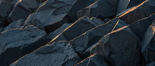 Sunlight Rim on Basalt Boulders