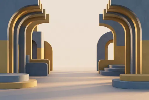 Minimalist Blue and Yellow Architectural Podium Background