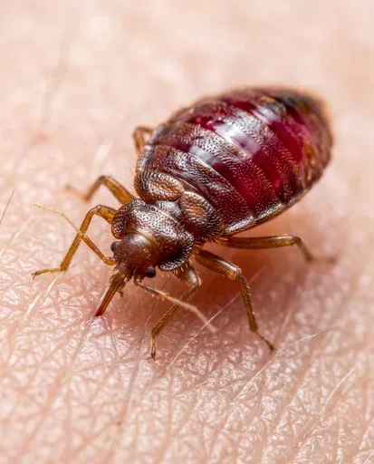 Macro Close-Up of Feeding Bed Bug