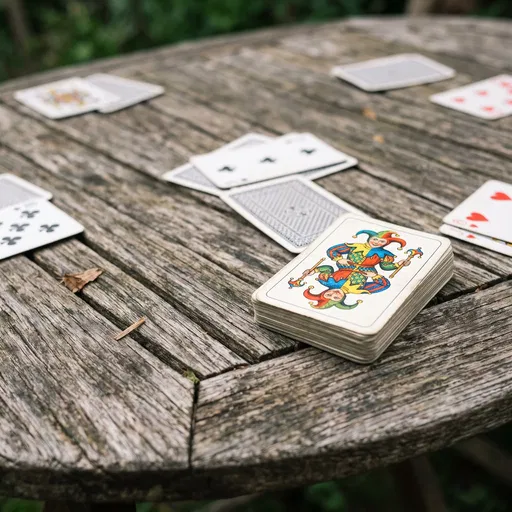 Joker Card Deck on Weathered Table