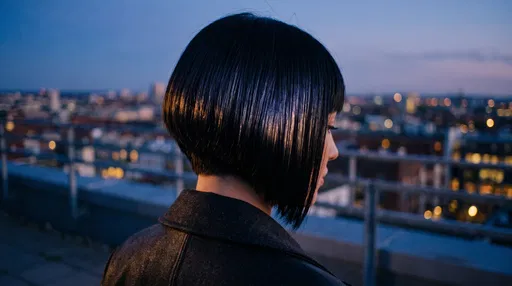 Woman With Black Inverted Bob at Dusk