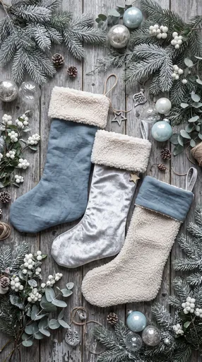 Scandinavian Winter Christmas Stockings Flat Lay