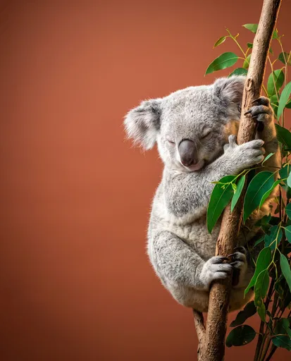 Sleeping Koala on Eucalyptus Branch