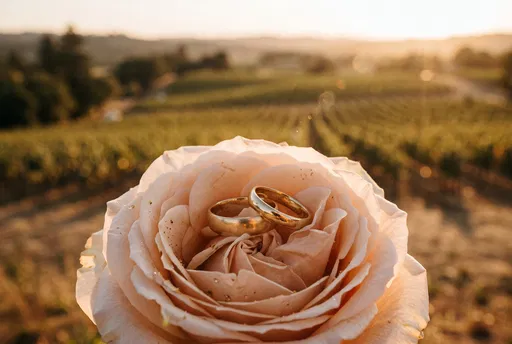 Gold Wedding Bands in Blush Rose