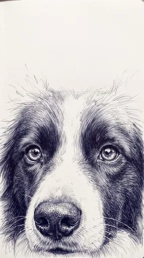 Ballpoint Pen Sketch of Border Collie