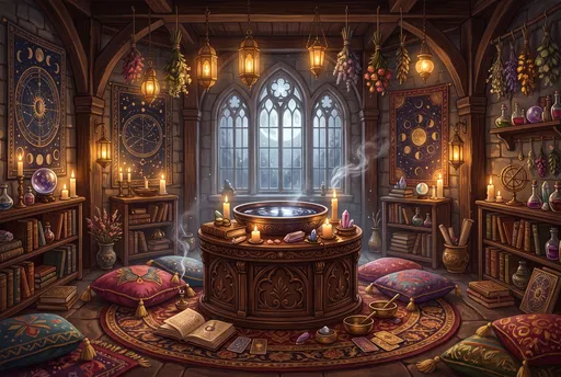 Mystic Divination Chamber with Scrying Pedestal