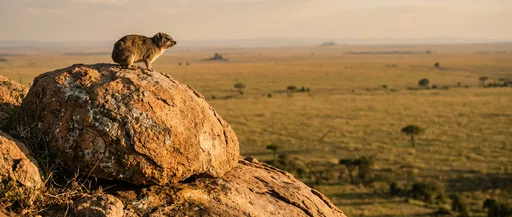 Rock Hyrax on Savanna Boulder
